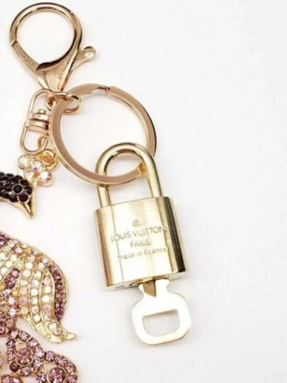 Authentic Louis Vuitton Gold Padlock & Key 🔒 LV Bag Charm Unbranded Keychain